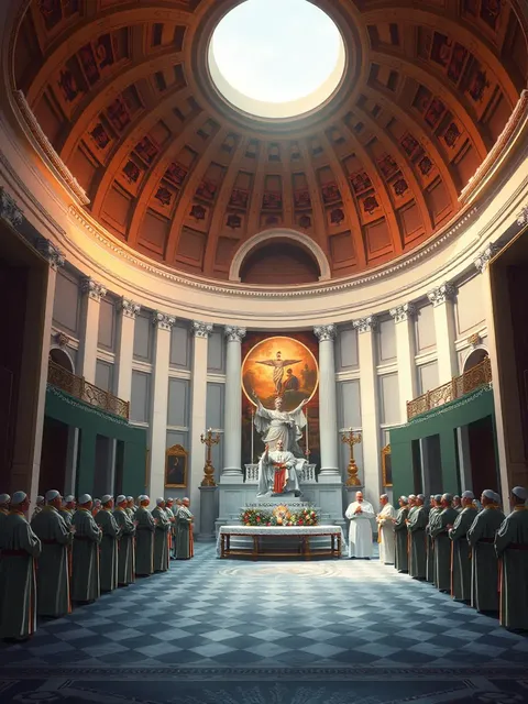 Pope Election Conclave 2025 in Futuristic Sistine Chapel Illustration