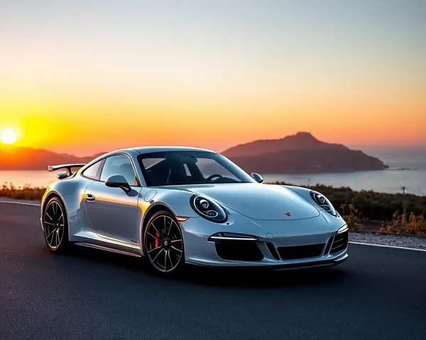 Porsche 911 iPhone Wallpaper: Scenic Coastal Road Sunset