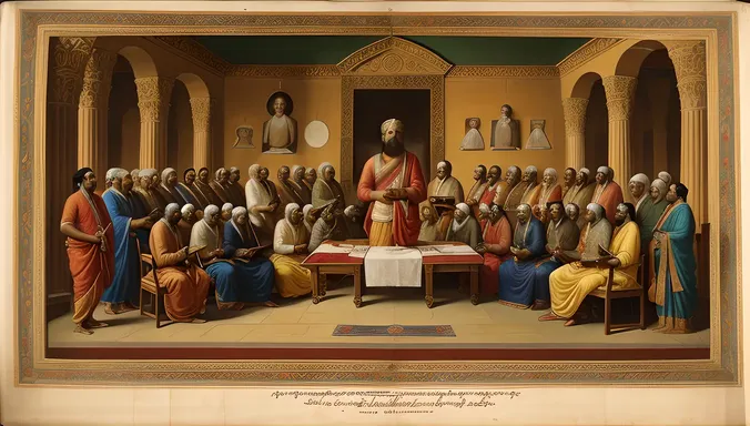 Portrait of Varahamihira with Contemporaries and Ancient Manuscripts