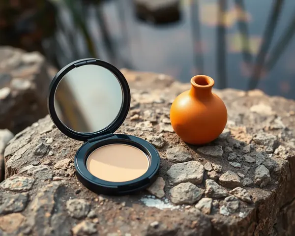 Powder Compact and Vase near Serene Pond