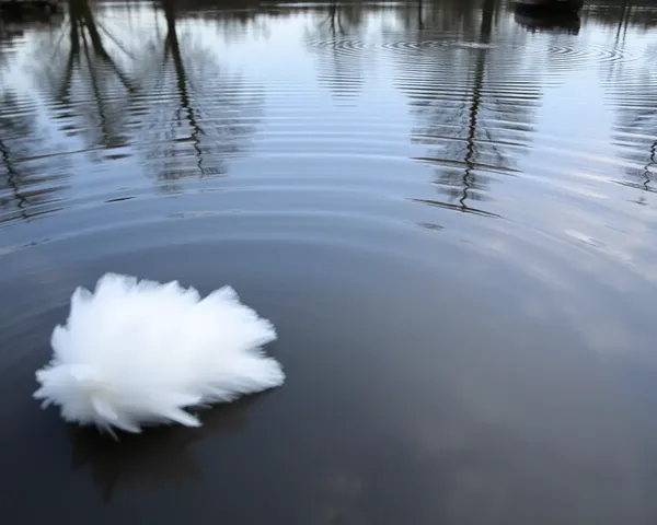 Powder Puff Disturbs Calm Pond Reflection