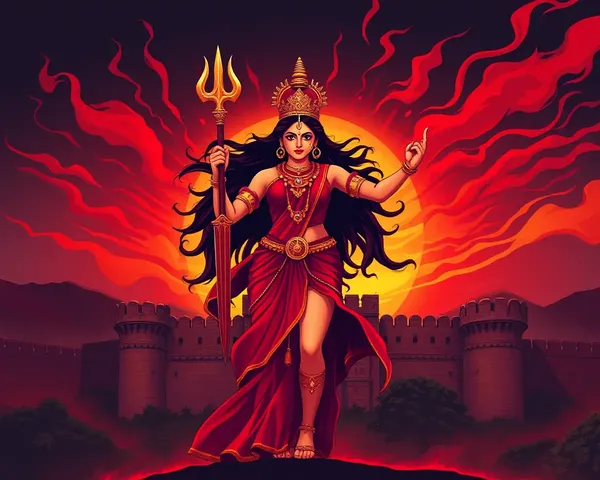 Powerful Bharat Mata with Fort Background Illustration