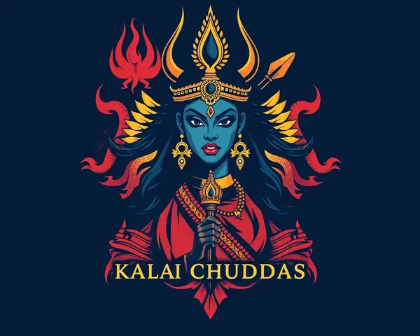 Powerful Kali Goddess Demands Respect in Dark Blue Background