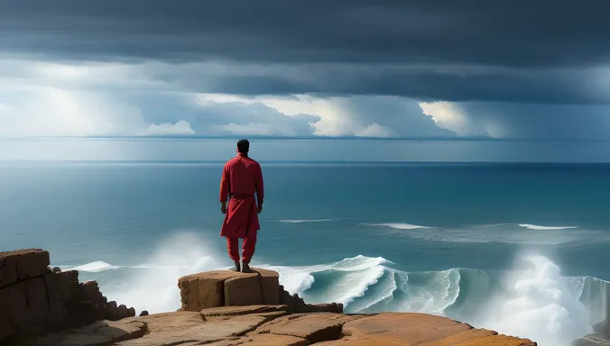 Powerful Shyam Ji Stormy Sea Cliff
