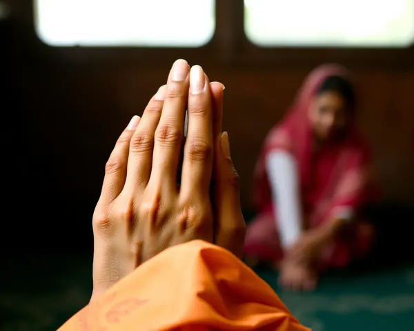 Praying Hands of Sad Punjabi Woman Fading Away