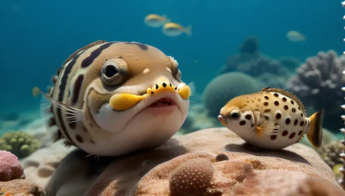 Puffed-Up Puffer Fish Looks Like Underwater Cactus
