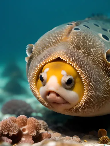 Puffer Fish Hiding Behind Coral Formation Images