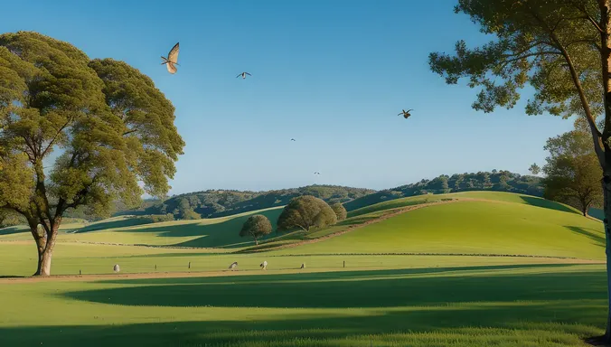 Putna Birds Perched on Rolling Hillside Tree