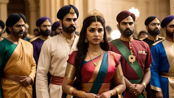 Queen Mangammal stands ready to fight alongside Kattabomman.