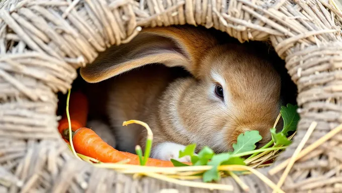 Rabbit's Burrow Snooze with Hay Whiskers