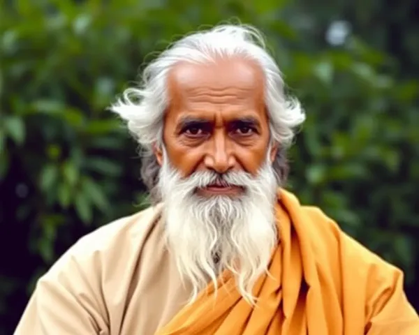 Rabindranath Tagore in Traditional Bengali Attire with Serene Expression