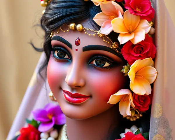 Radha's Gentle Smile with Flower Garland