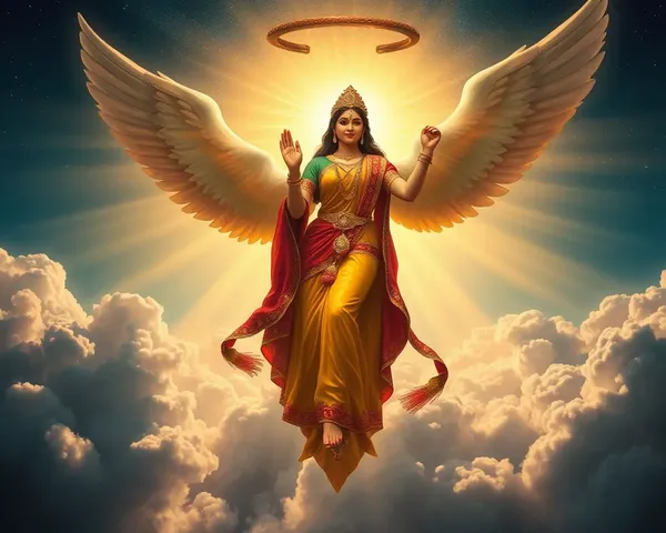 Radha Ashtami PNG: Ascension to Heavens with Angels and Radiant Light