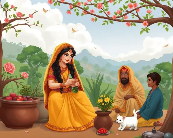 Radha Ashtami PNG: Daily Life in Vrindavan with Loving Family and Nature