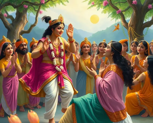 Radha Ashtami PNG: Devotion to Krishna with Singing and Dancing