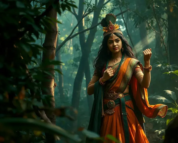 Radha Ashtami PNG: Dramatic Separation from Krishna in Dense Forest