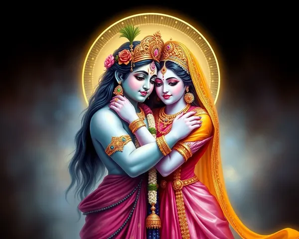 Radha Ashtami PNG: Reunion of Radha and Krishna in Halo of Love