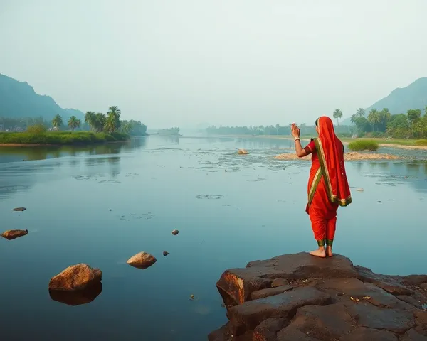 Radha Krishna Hand in Hand on Yamuna River Banks