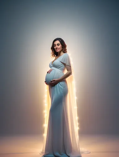 Radiant Pregnant Woman in White Gown