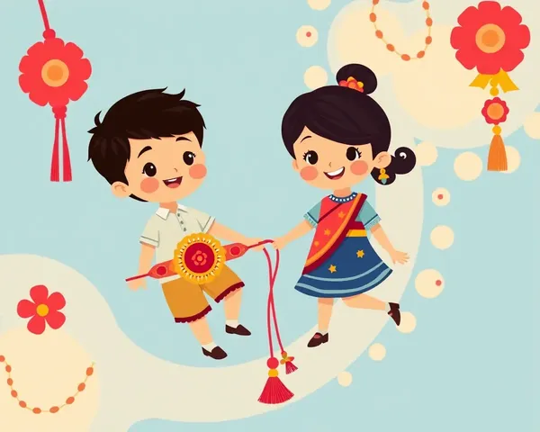 Raksha Bandhan Text PNG: Cartoon Brother Sister Holding Hands