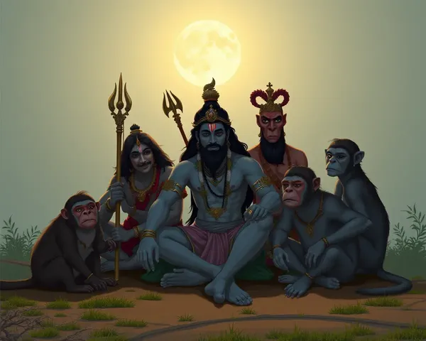 Rama and Monkey Army in Ramayan Book's Peaceful Scene