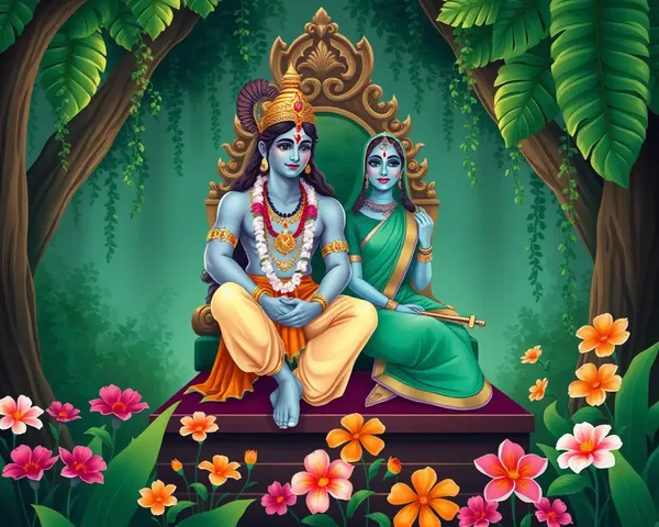 Rama and Sita's Royal Moment in Ramayan Book