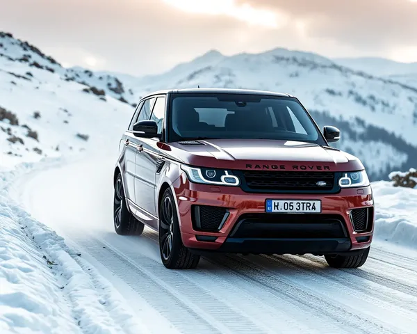 Range Rover Sport Drives on Snowy Mountain Road