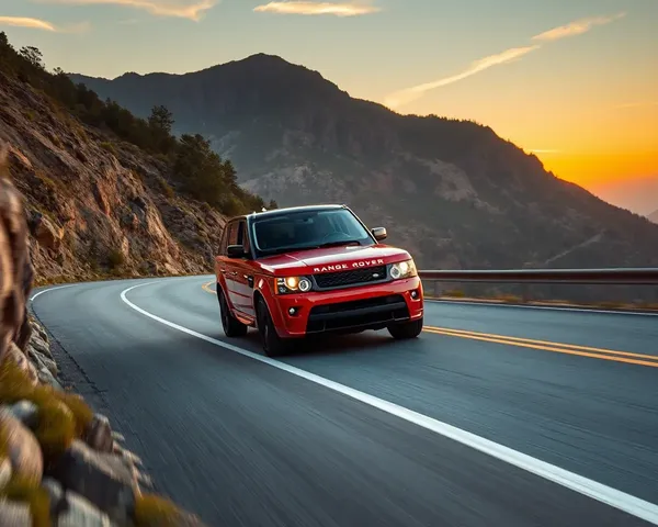 Range Rover Sport Drives on Winding Mountain Road at Sunset