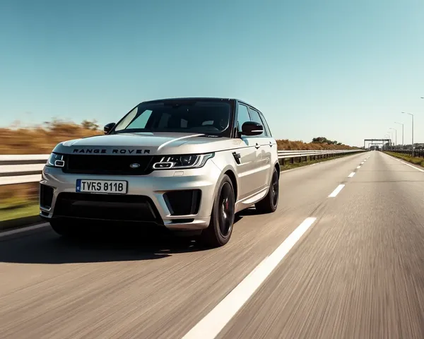 Range Rover Sport Speeds Down Straight Highway