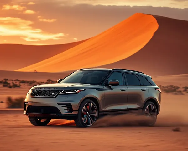 Range Rover Velar Drives Through Desert Landscape with Massive Dune