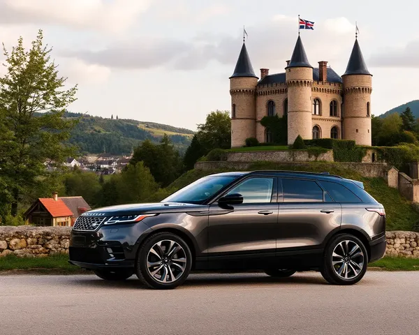 Range Rover Velar Parked in Front of Historic Castle Village