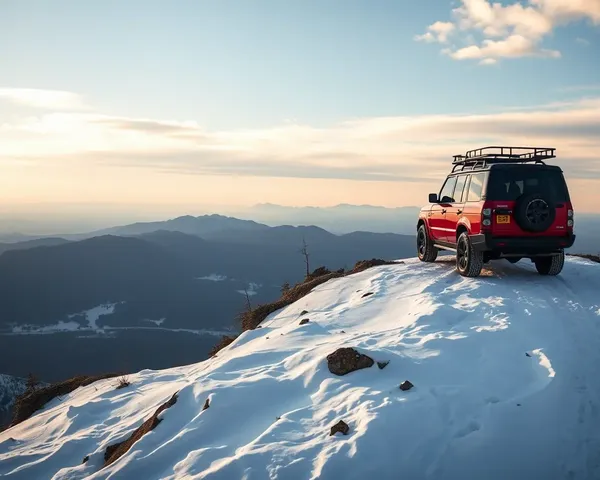 Range Rover on Snowy Mountain Peak with Breathtaking View