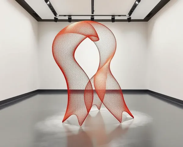 Rashi Mesh Sculpture in Modern Art Gallery with Minimalist Background and Spotlights