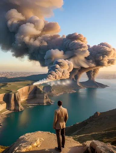 Rastapopoulos on Cliff Overlooking Mysterious Cityscape