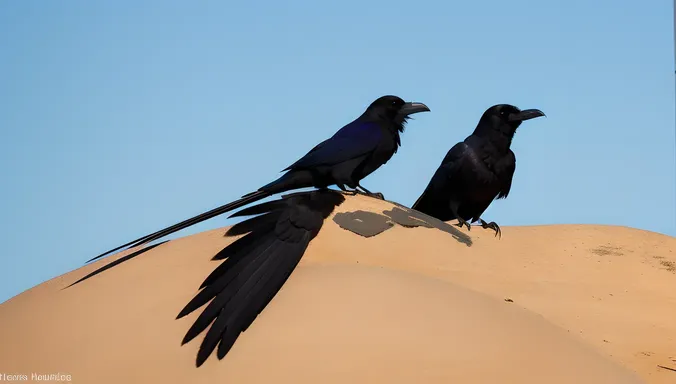 Raven's Silhouette Etched Against Bright Blue Sky