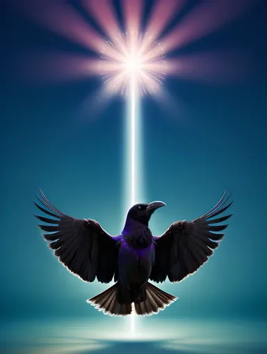 Raven in Dreamlike State with Halo of Light