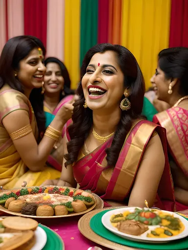 Real Indian Bhabhi Laughs with Friends at Social Gathering