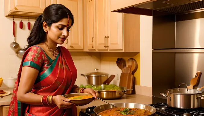 Real Indian Bhabhi Prepares Traditional Indian Meal with Love