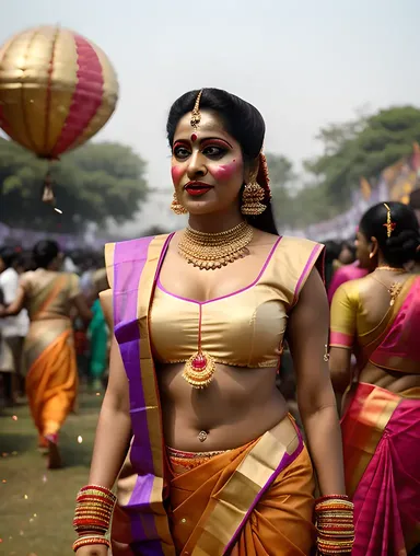 Real Nagavalli's Bold and Colorful Festival Pose