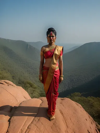Real Nagavalli's Regal and Powerful Cliff Pose