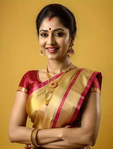 Real Nagavalli's Warm Smile in Traditional Attire
