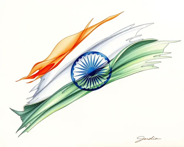Realistic Indian Flag Drawing with Intricate Details and Textures