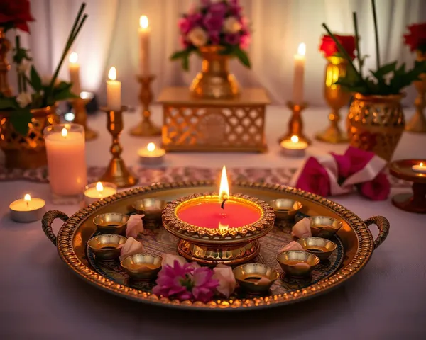 Realistic Photo of Mangal Parinay Patrika with Candles and Flowers