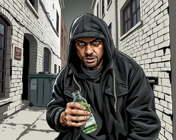 Realistic Thug with Broken Glass and City Alleyway
