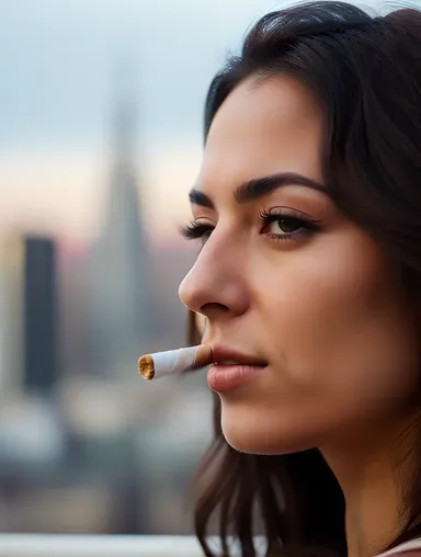 Rebellious Teen Smoking in Cityscape