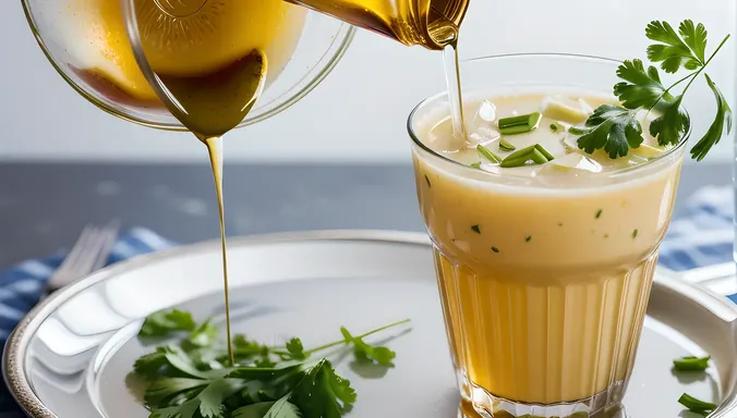 Refreshing Glass of Raita with Cilantro Garnish