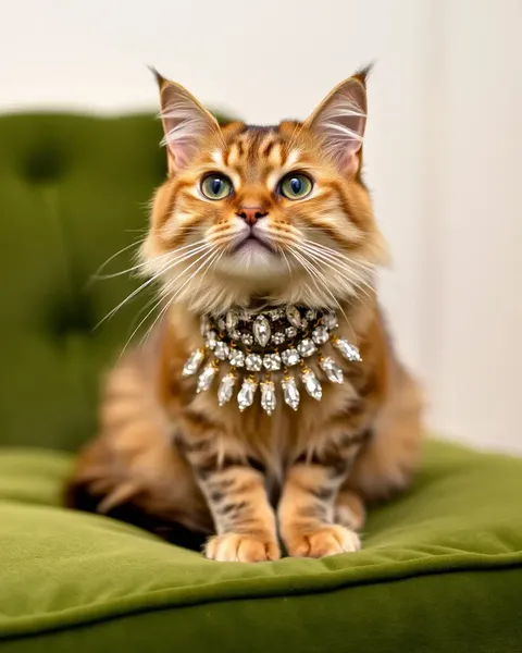 Regal Cat Wears Diamond Collar with Pride