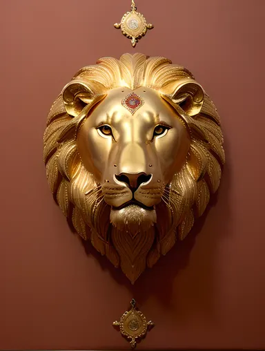 Regal Kushti Wallpaper with Majestic Lion's Head Motif