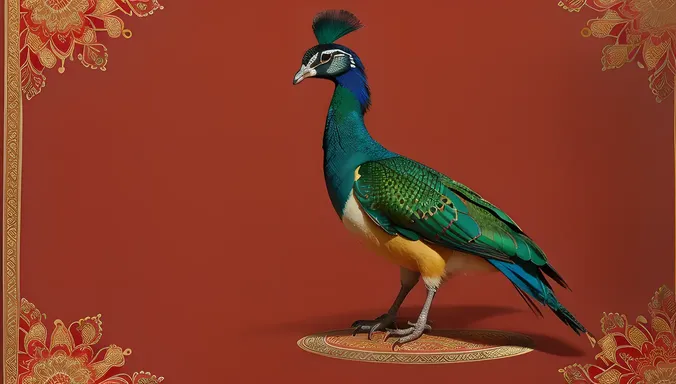 Regal Kushti Wallpaper with Peacocks, Florals, and Geometric Patterns