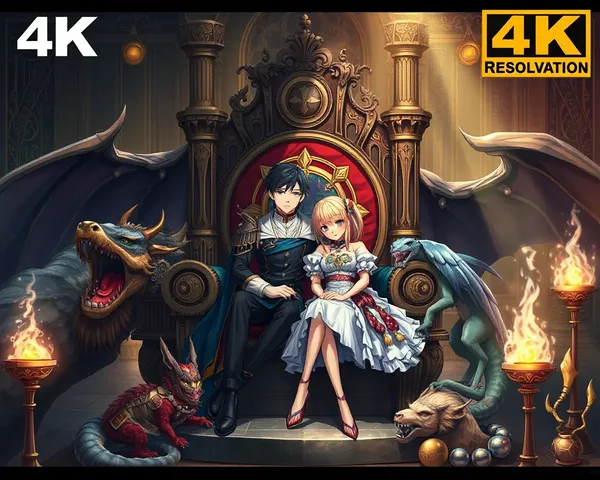 Regal Throne Anime Couple 4K Fantasy Adventure